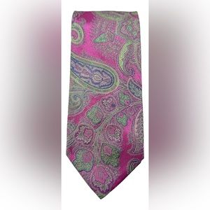 Etro Classic Paisley Print Tie - 100% Italian Silk - Pink - Perfect condition